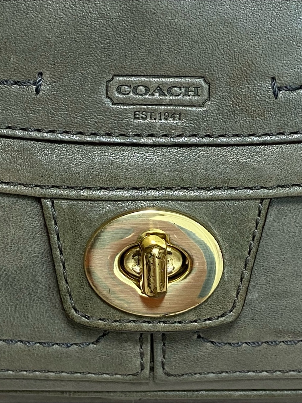 Coach Vintage Y2K Legacy Mini Shoulder Bag Wristlet Olive Green Leather - Picture 3 of 15